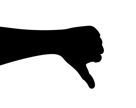 Black Hand Silhouette, Hand Gestures,Thumbs Down, Vector Illustrationのイラスト素材