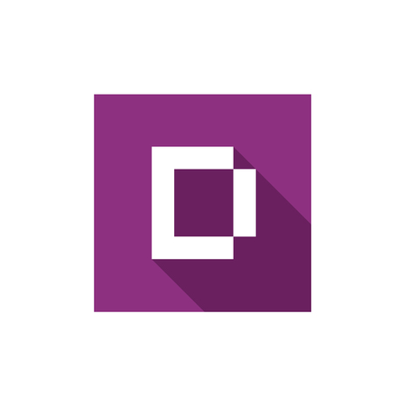 Letter D Logo Icon Design, Combined With Purple Square Shapeのイラスト素材