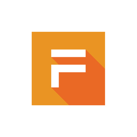 F Letter Vector Logo, Pixel Art Style Letter F Logo, F Letter Icon Design With Orange Squareのイラスト素材