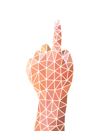 Number One Hand Sign, Body Language, Low Poly Vector Illustrationのイラスト素材