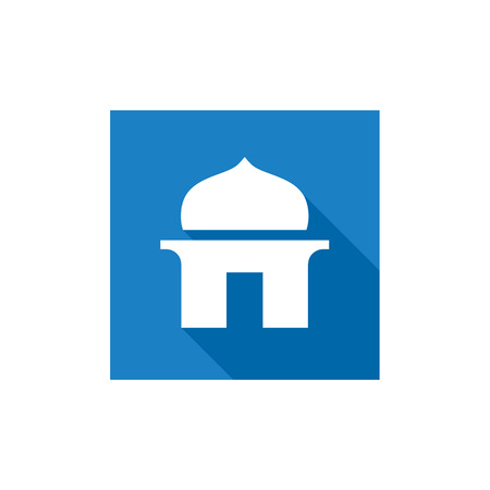 Simple Mosque Icon, Islamic Icon Design, Blue Mosque or Mushola Icon Vector Illustrationのイラスト素材