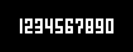 Lettering Numbers From Zero to Nine, Square and Bold, Pixel Art Style, Set of Square Style Numbers, 0, 1, 2, 3, 4, 5, 6, 7, 8, 9,のイラスト素材