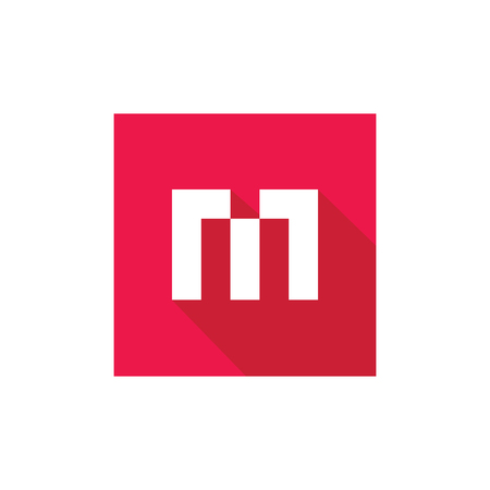 Initial Alphabet M Logo Design, M Letter Icon, Flat Long Shadow, Vector Illustrationのイラスト素材