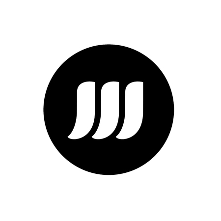 Letter W Logo Template and Icon, Circle Shape Icon or Favicon, Monochrome Vector Illustrationのイラスト素材