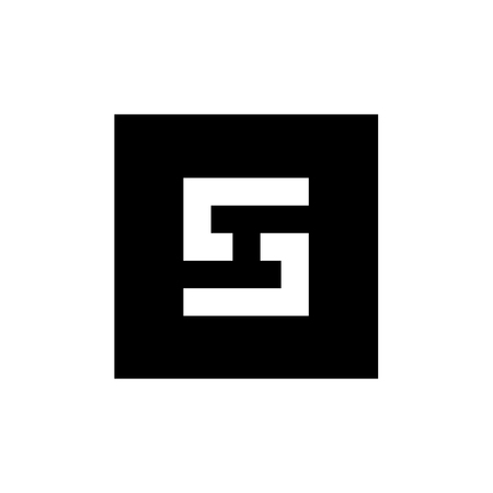Digital Letter S Icon Logo, Combined With Square Shape, Black and White Illustrationのイラスト素材