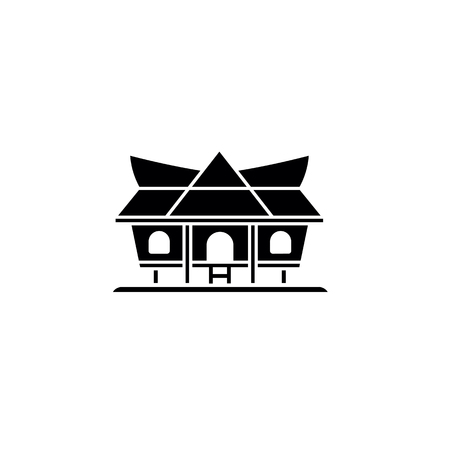 Kajang Leko Vector Silhouette, Jambi Traditional House, Indonesiaのイラスト素材