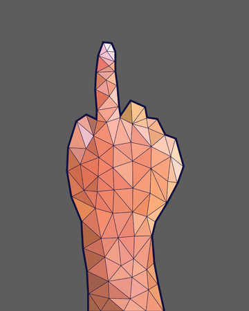 Low Poly Hand Gesture, Number One Hand Sign, Polygonal Vector Illustrationのイラスト素材