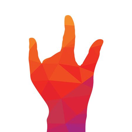 Hand Gesture Silhouette With Pixel Diamond Texture, Symbol of Horn, Metal, or Rockの写真素材