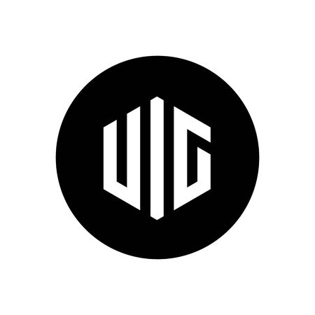 Initial Letter UIC Logo, Hexagon Letter on Black Cicle - Vectorのイラスト素材