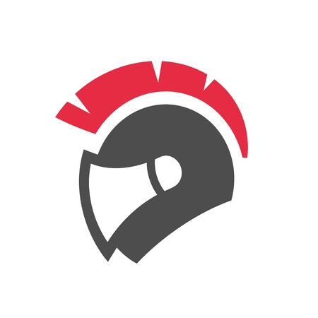 Sparta or spartan motorcycle helmet logo in flat color. Gladiator warrior helmet. Vector icon designのイラスト素材