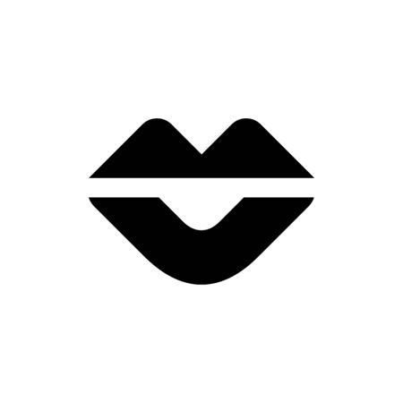 Black kiss lip icon. Symbol, logo illustration - Vectorのイラスト素材