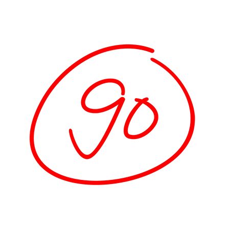 90 test score, ninety exam results, vector illustration designのイラスト素材