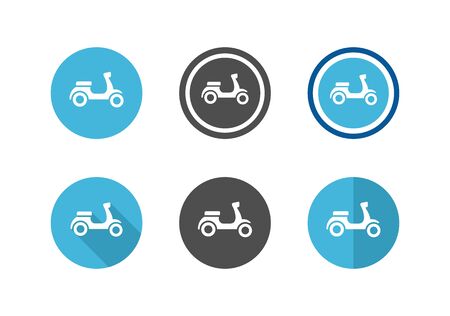 Collection of scooter circle icons. Motorcycle sign icon set - Vectorのイラスト素材