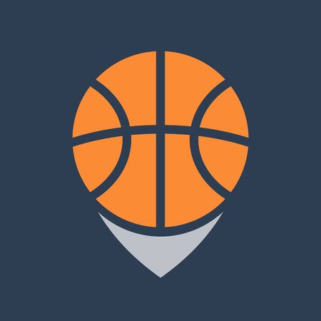 Location pin and basket ball logo template, sport icon design - Vectorのイラスト素材