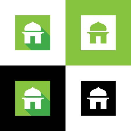 Islamic mosque logo design, flat style icon, moslem design conceptのイラスト素材