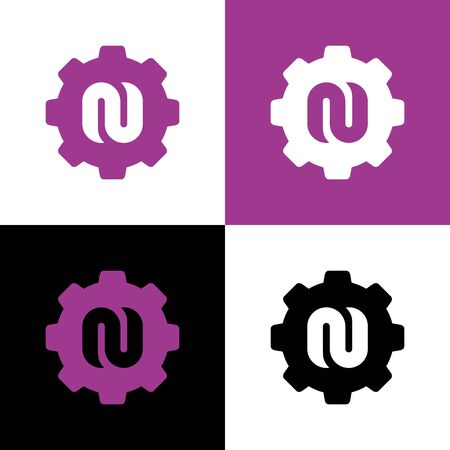 Initial letter N and gear, vector logo design template elementsのイラスト素材