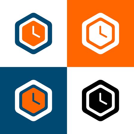 Simple Clock logo template, time management icon design - Vectorのイラスト素材