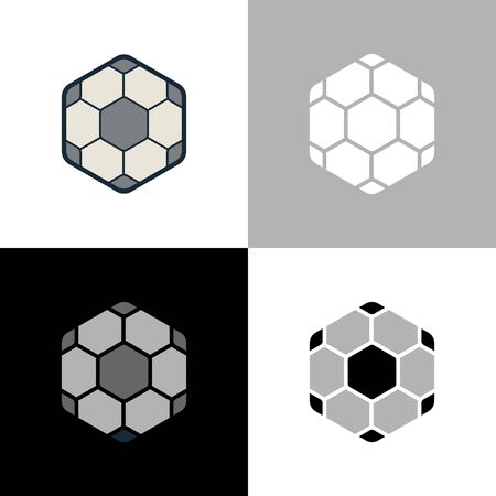 Unique soccer ball logo template, hexagon shape football icon design - Vectorのイラスト素材