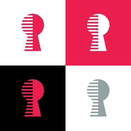 Abstract keyhole logo concept, digital secure icon design, lock symbolのイラスト素材