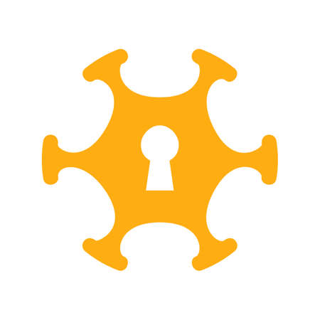 Corona virus with key hole logo template, lock down symbolのイラスト素材