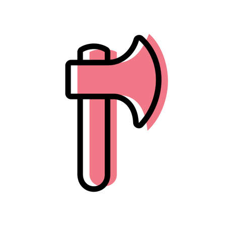 Red axe tool clip art, bush craft logo, lumberjack symbol illustration - Vectorのイラスト素材