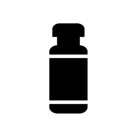Medicine bottle icon design, medical bottle silhouette, black color illustration, medication kit signのイラスト素材