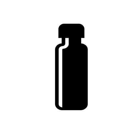 Medicine bottle silhouette icon, medication kit sign, black bottle clip art isolated on white backgroundのイラスト素材
