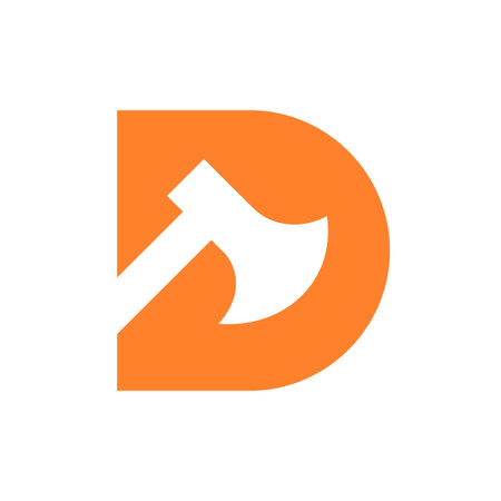 Initial letter D with axe, logo icon design template elements, lumberjack ax icon