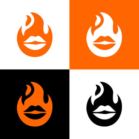 Hot lips icon, fire and mouth logo design - Vectorのイラスト素材