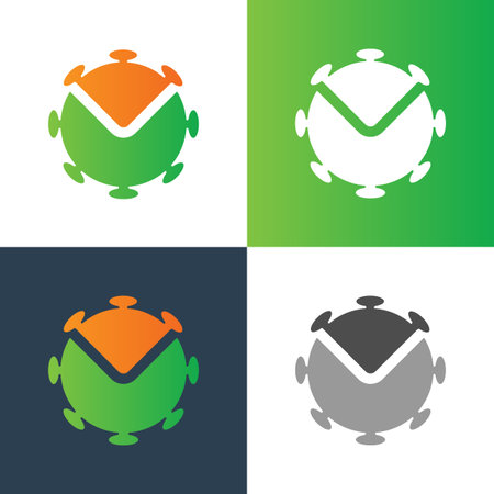 Anti virus logo icon design template elements, bacteria vaccine symbol illustration, down arrow and virus - Vectorのイラスト素材