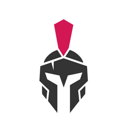 Spartan warrior helmet logo design template elements, gladiator symbol illustrationのイラスト素材