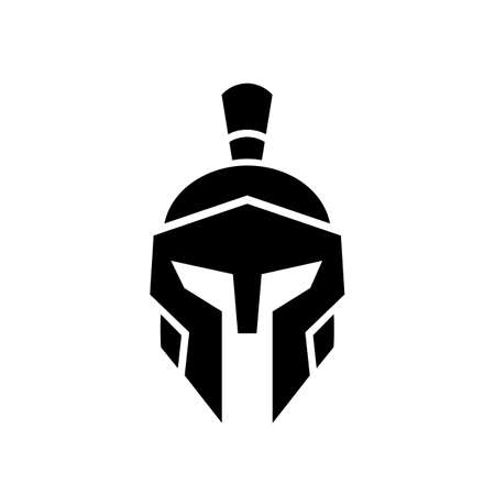 Spartan warrior helmet logo icon, sparta knight symbol, front view vector illustrationのイラスト素材