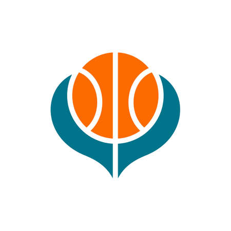 Abstract basketball logo design template elements, basket ball love symbol, vector illustrationのイラスト素材
