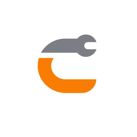Letter C wrench logo icon design template, repair and maintenance conceptのイラスト素材