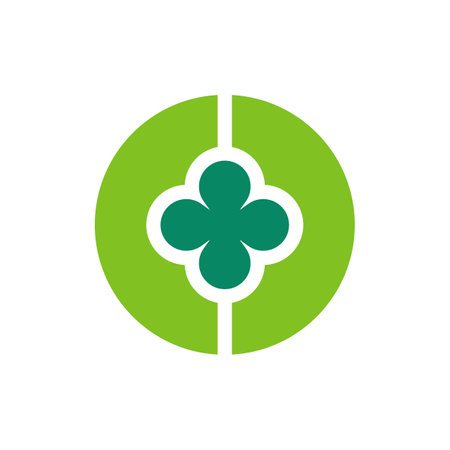 Green clover leaf logo, shamrock vector icon, symbol of luckのイラスト素材