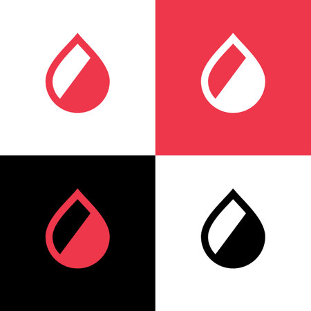 Red blood drop symbol, vector logo icon design template elementsのイラスト素材