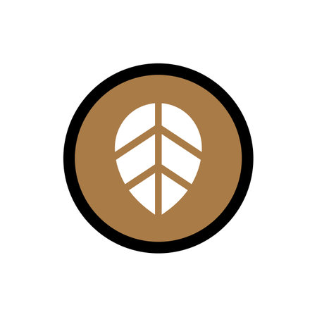 Brown leaf logo icon, circle shape symbol - Vectorのイラスト素材