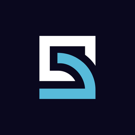 Initial letter logo CD, rectangle shape monogram, white and blue color on black background - Vectorのイラスト素材