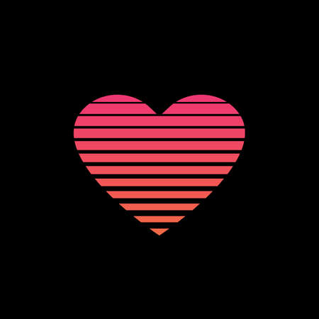 Abstract heart logo icon design, love symbol vector, red color isolated on black backgroundのイラスト素材
