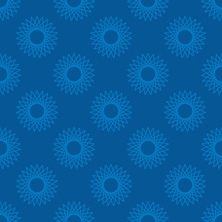 Abstract starburst seamless pattern, blue color background - Vector