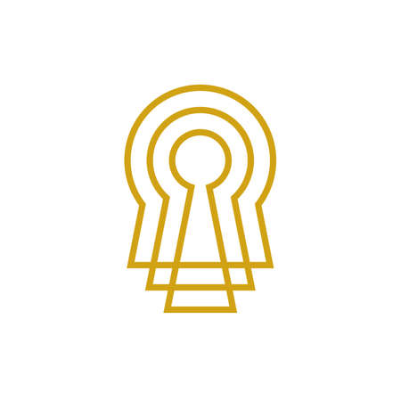 Keyhole logo vector, secure tech logo concept, abstract security lock symbol, line art style illustrationのイラスト素材