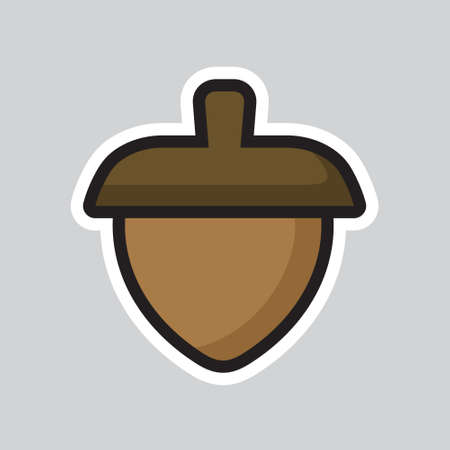 Acorn fruit cartoon illustration, oak nut stickerのイラスト素材