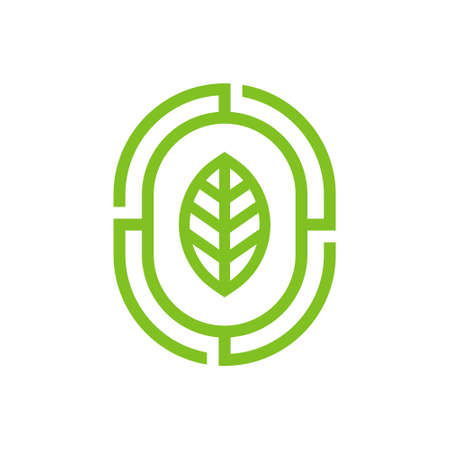 Simple lines leaf logo design, natural logo concept, line art style iconのイラスト素材