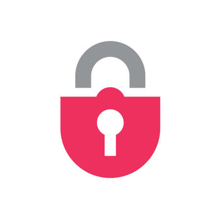 Red pad lock icon design, flat style illustration vectorのイラスト素材
