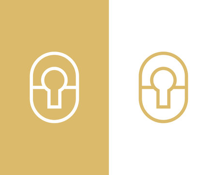 Abstract lock line art logo icon, vector illustrationのイラスト素材