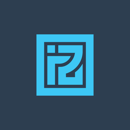 Initial letter iZ logo design template elements, isolated on black background