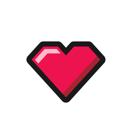 Geometric love heart icon, symbol of love, glossy style vector illustrationのイラスト素材