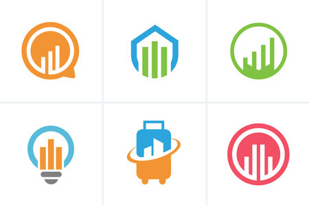 Finance chart bar logo collection, business graph logo setのイラスト素材