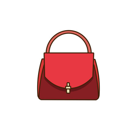 Women hand bag icon, vector image in flat design style, red color on white backgroundのイラスト素材