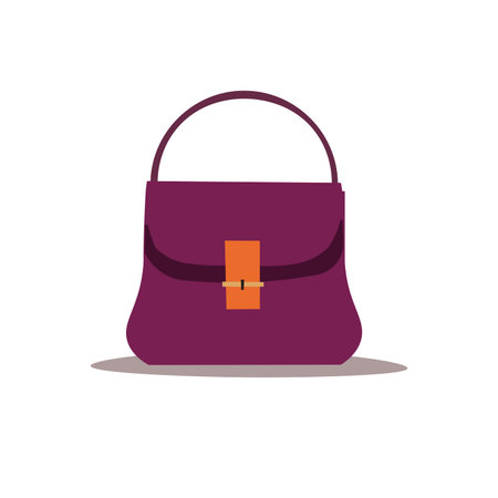 Purple color women bag in flat design styleのイラスト素材